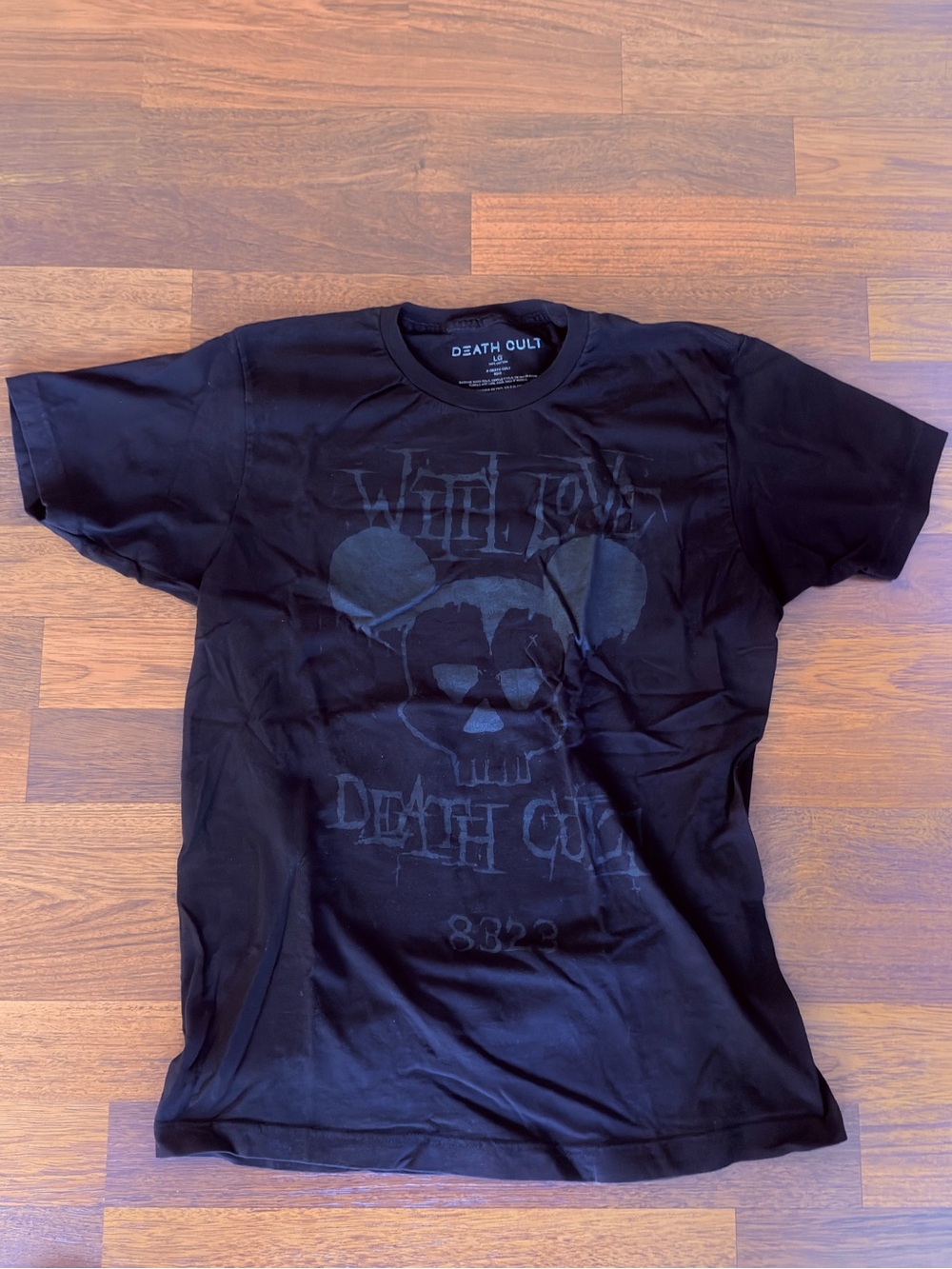Death Cult Black Graphic Skull Tee - Large